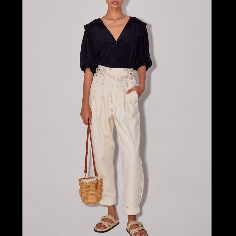 NWT Anthropologie Magali Pascal Adrienne Jeans Ecru Barrel